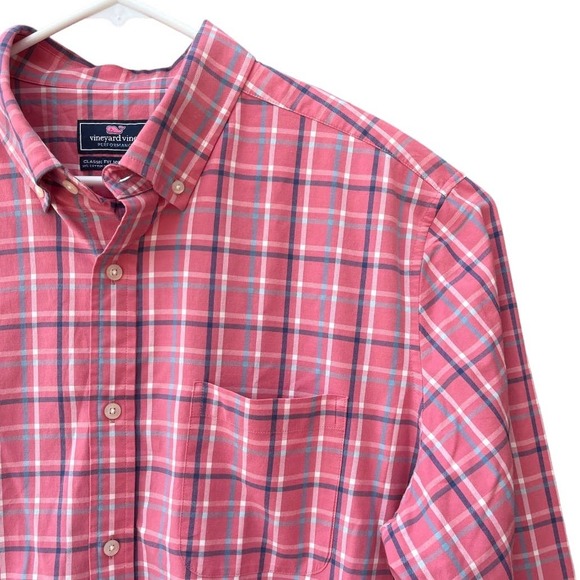 Vineyard Vines Other - Vineyard Vines Pink & Blue Plaid Performance Classic Fit Murray Shirt Men's XL